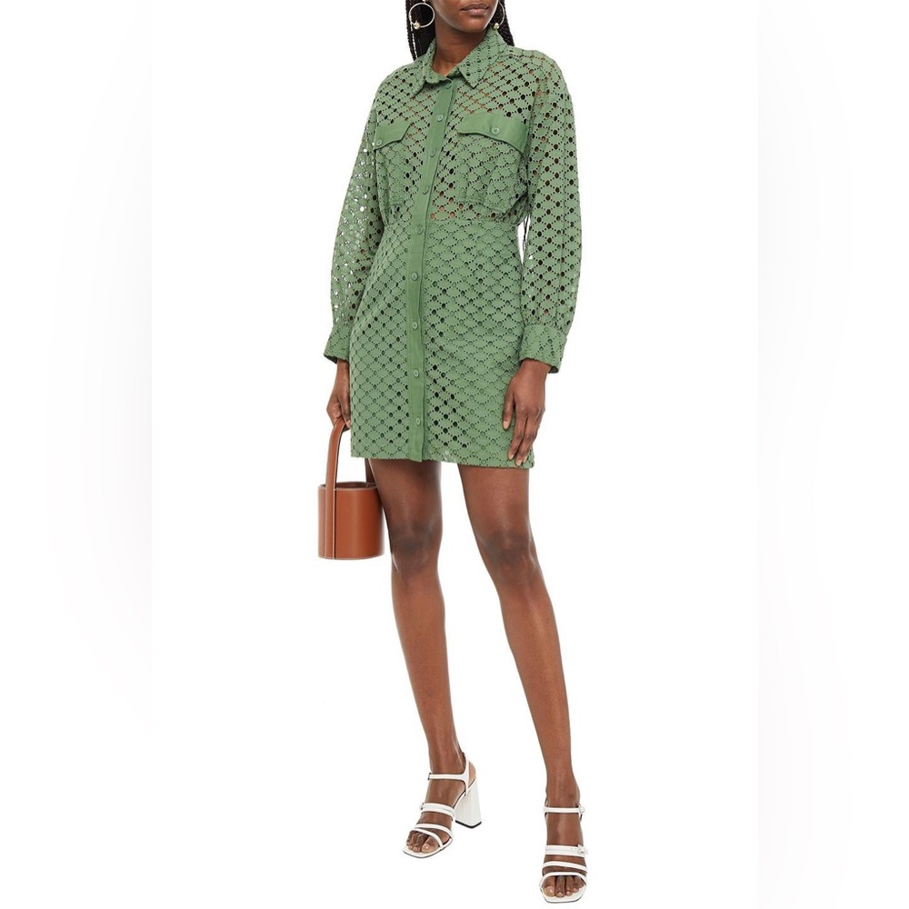 SANDRO Shera broderie anglaise cotton mini shirt dress